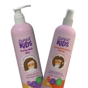 سوبركيدز كيرلي (سبراي للشعر 250مل + جيل 250مل) (عرض خاص) | Superkids Curly Refreshing H.spray 250Ml+Curly H.gel 250Ml (#)