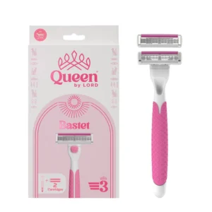كوين باي لورد باستيت 3 بلاد أومينس رازور - هاندل + 2 خرطوشة (كب1085) | Queen By Lord Bastet 3 Blade Womens Razor - Handle + 2 Cartridges (Qb1085)