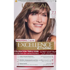 لوريال إيكسسيل. إتش.لون كريم. 7.17 أش أشقر (15%) (#) | Loreal Excell. H.Color Cr. 7.17 Ash Blonde (15%) (#)