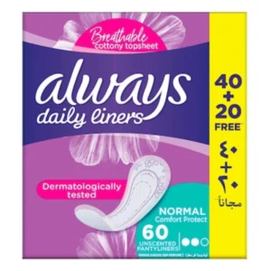 أولويز يومي فوط كومفورت بروتكت 40+20قطعة عادي (4) يومي | Always Daily Liners Comfort Protect 40+20pc Normal (4) Daily