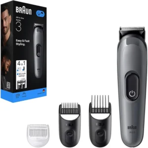 براون مس جري علبة رقم.أيو3500 4إن1 مالتي تريمير ماكينة رجالي دقن وشعر | Braun Ms Grey Box No.Aio3500 4in1 Multi Trimmer Machine Men Dqn Wshar