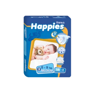 هابيس بيبي حفاضات ميديام 58قطع (3) حفاضات اطفال | Happies Baby Diapers Medium 58pcs (3) Diapers Kids