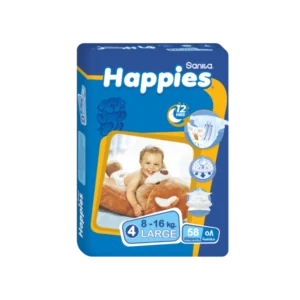 هابيس بيبي حفاضات لارج 58قطع (3) حفاضات اطفال | Happies Baby Diapers Large 58pcs (3) Diapers Kids