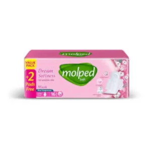 مولبد سوفت دريم سوفتنيس فوط 16(14+2)قطع*2 طويل (8) (#) | Molped Soft Dream Softness Pads 16(14+2)Pcs*2 Long (8) (#)