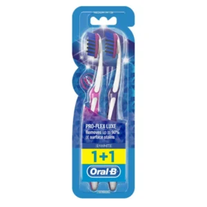 فموي-بي فرشاة أسنان 38 بروفليكس لوكس 3دي أبيض ميديام (1+1) فرشاة اسنان # | Oral-B Toothbrush 38 Proflex Luxe 3d White Medium (1+1) Brush Teeth #
