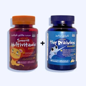 سويفيت مولتيفيتامين + تيني براينيس (60 + 60) حلوى مطاطية (1+1) (#) | Sweevit Multivitamin + Tiny Brainies (60 + 60) Gummies (1+1) (#)