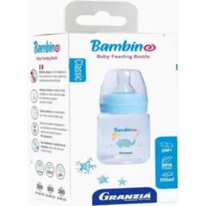 جرانزيا بامبينو بيبي رضاعة زجاجة 150مل كلاسيك أزرق ببرونة اطفال | Granzia Bambino Baby Feeding Bottle 150ml Classic Blue Feeding Bottle Kids
