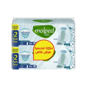 مولبد أنتيباكتيريال فوط مجموعة (14*2)قطع إيكس.طويل (#) | Molped Antibacterial Pads Bundle (14*2)Pcs Ex.Long (#)