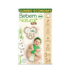 بيبيم ناتشورال بانتس جامبو ميدي رقم.3 56قطع (3) حفاضة | Bebem Natural Pants Jumbo Midi No.3 56pcs (3) Diaper