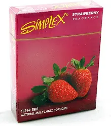سيمبليكس واقي ذكري 3قطع سوبر رفيع فراولة فريش فراولة | Simplex Condoms 3pcs Super Thin Strawberry Fresh Strawberry